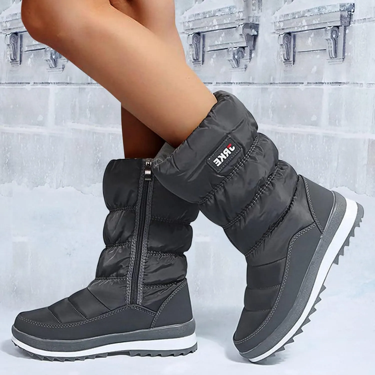 Women's Winter Boots Waterproof Fuzzy Boots Fleece Insulated Fur Boots Platform Anti-Slip Outdoor Ankle Booties Duck Boots