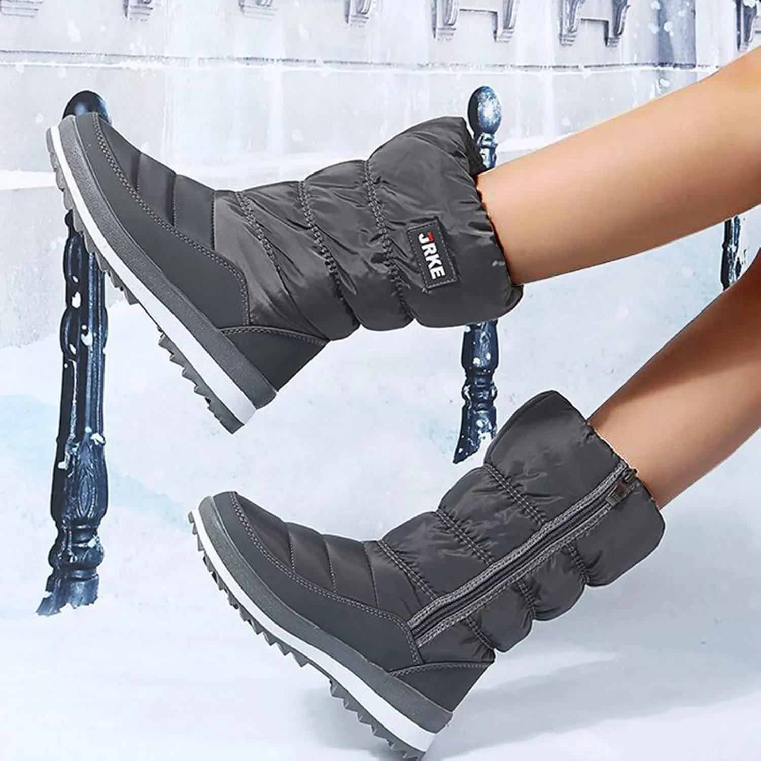 Women's Winter Boots Waterproof Fuzzy Boots Fleece Insulated Fur Boots Platform Anti-Slip Outdoor Ankle Booties Duck Boots
