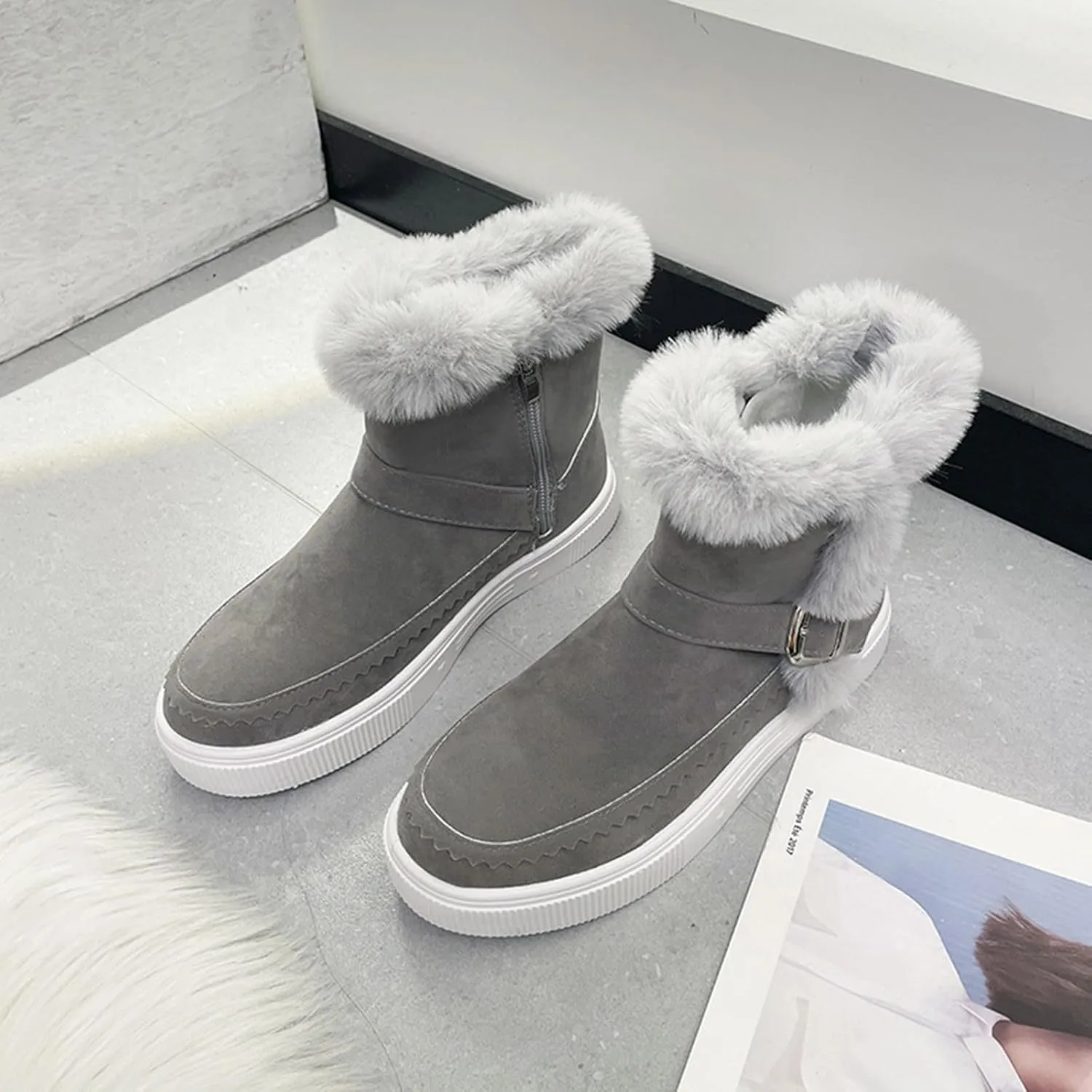 Women's Winter Boots Waterproof Winter Boots Warm Insulated Fur Boots Outdoor Lightweight Hiking Boot Womens Work Boots
