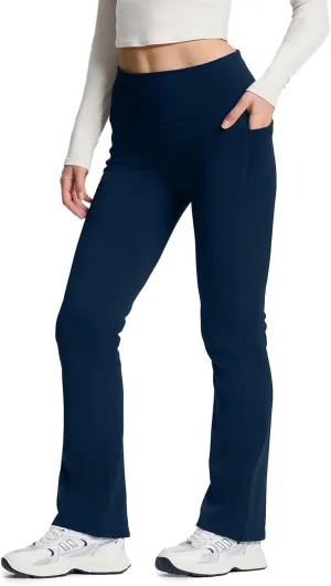 Yogipace Women's CozyWarmth Petite/Regular/Tall Thick Fleece Lined Bootcut Pants Thermal Flare Leggings with Side Pockets