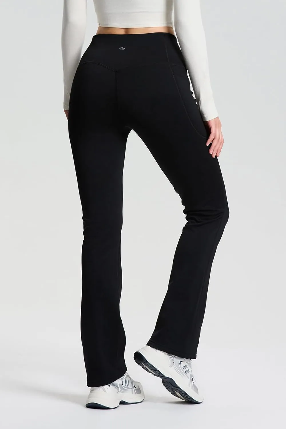 Yogipace Women's CozyWarmth Petite/Regular/Tall Thick Fleece Lined Bootcut Pants Thermal Flare Leggings with Side Pockets