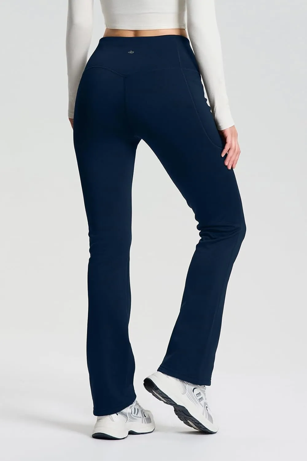 Yogipace Women's CozyWarmth Petite/Regular/Tall Thick Fleece Lined Bootcut Pants Thermal Flare Leggings with Side Pockets