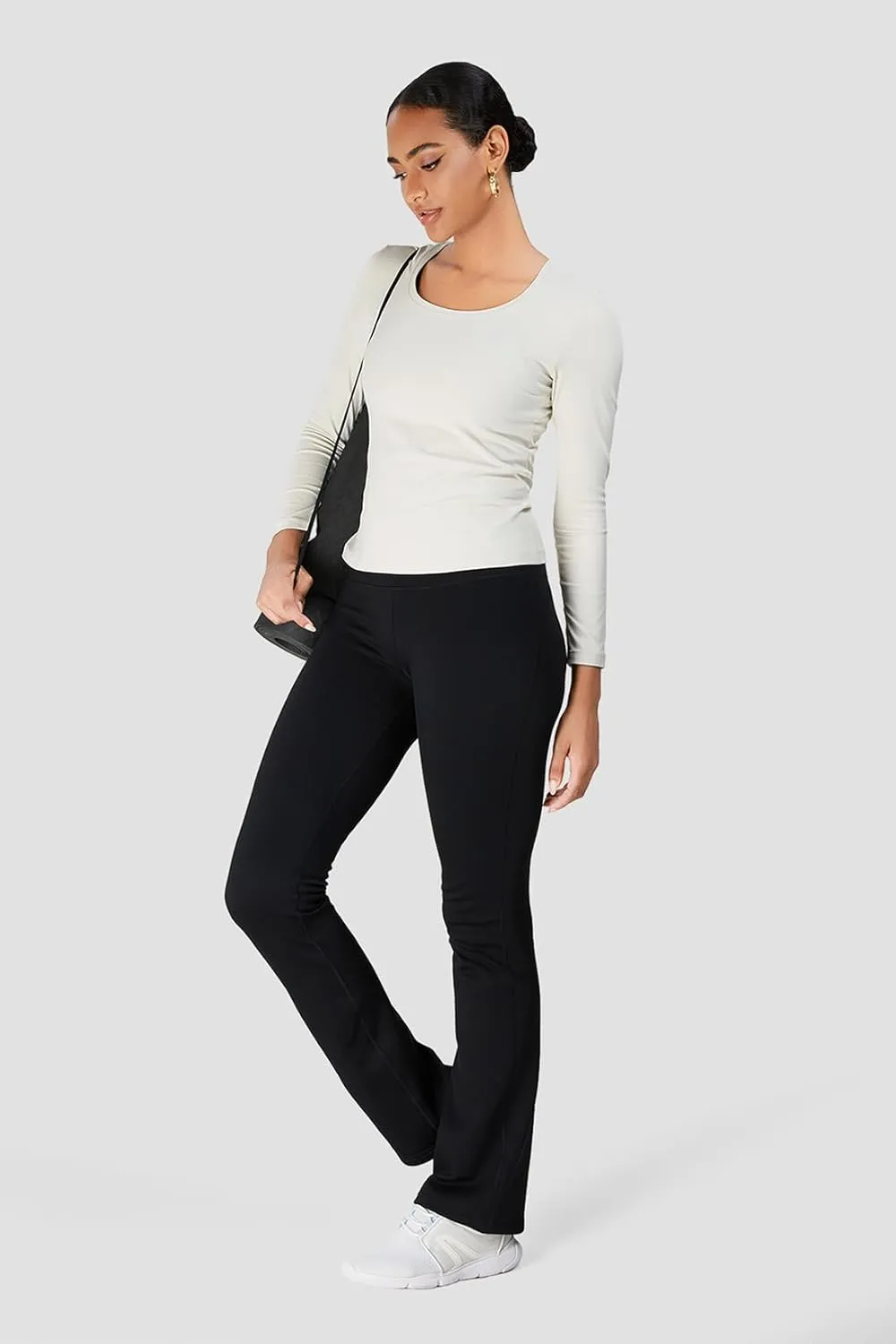 Yogipace,Petite/Regular/Tall Women's CozyWarmth High Waisted Thick Fleece Lined Bootcut Pants Thermal Flare Leggings