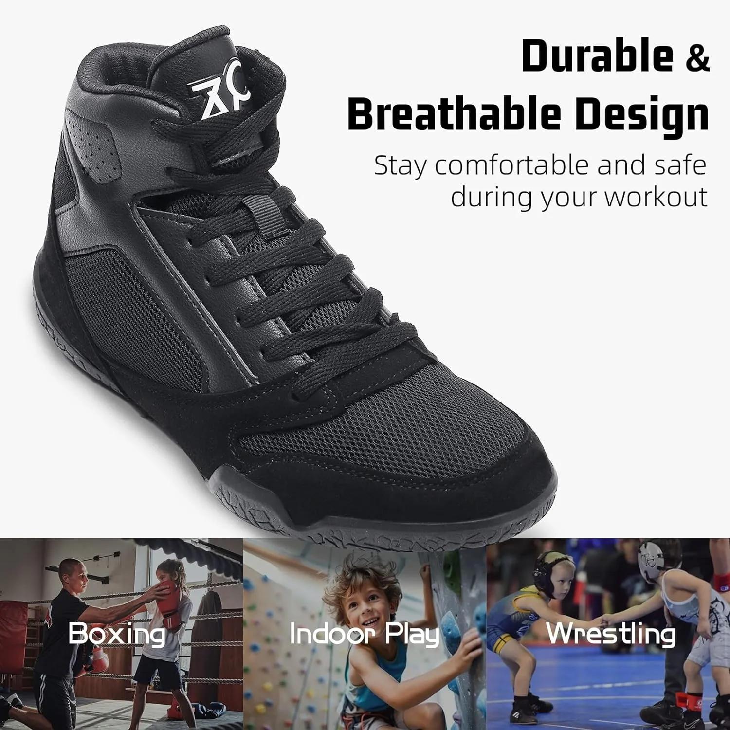 ZVC Kids Wrestling Shoes Boys Girls Boxing Shoes for Fitness Fighting Powerlifting Bodybuilding Boots Footwear